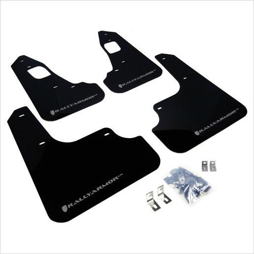 Rally Armor UR Mud Flaps Black with Silver Logo EVO X