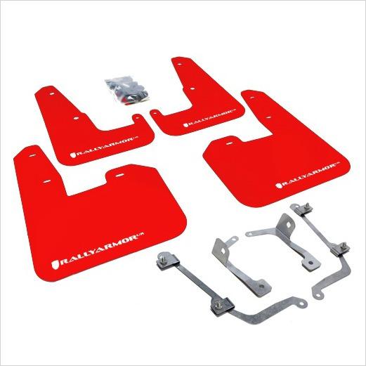 Rally Armor UR Mud Flaps Red with White Logo WRX / STI Hatchback (2011-2014)