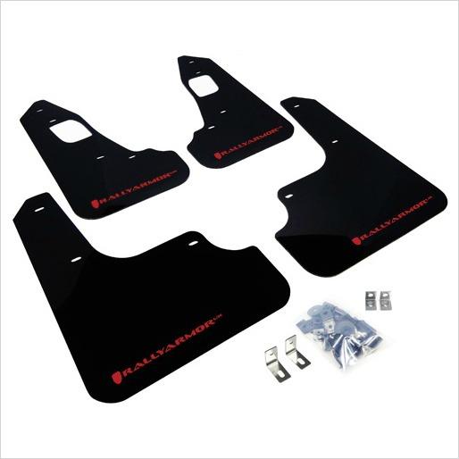 Rally Armor UR Mud Flaps Black with Red Logo EVO X