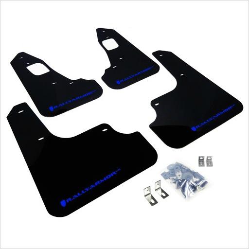 Rally Armor UR Mud Flaps Black with Blue Logo EVO X