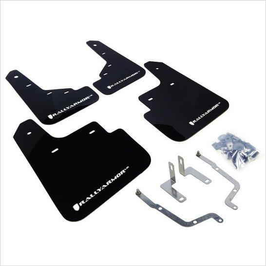 Rally Armor UR Mud Flaps Black with White Logo Mazda3 (2014+)