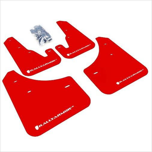 Rally Armor UR Mud Flaps Red with White Logo Mazda3 Speed3 (2004-2009)