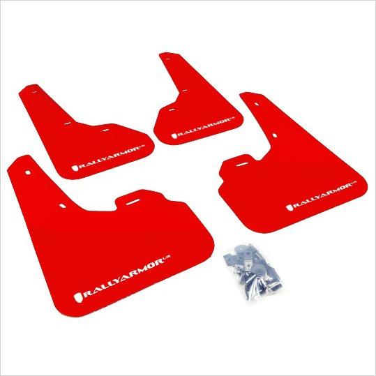 Rally Armor UR Mud Flaps Red with White Logo Mazda3 Speed3 (2010-2013)